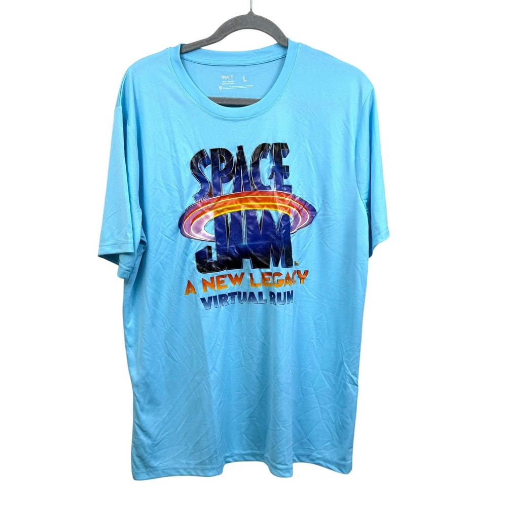 Space Jam A New Legacy Virtual Run Mens T-Shirt Graphic Print Stretch Blue Sz L*